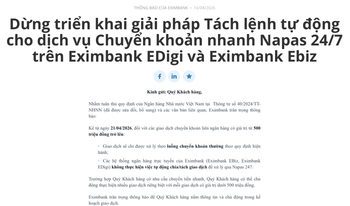 Từ 21/4, chuyển khoản từ 500 triệu đồng có thể mất đến 24 giờ