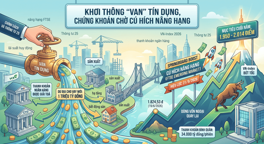 Khơi thông 'van' tín dụng, chứng khoán dự báo vượt mốc 2.000 điểm vào cuối năm