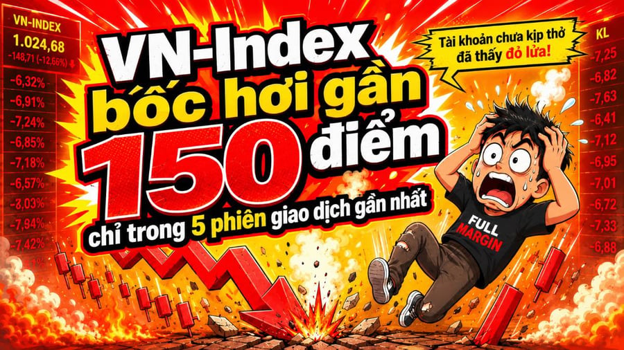 VN-Index bốc hơi gần 150 điểm chỉ trong 5 phiên giao dịch gần nhất