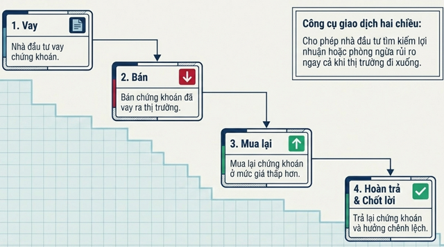 Hình 1: Các bước của quy trình bán khống chứng khoán