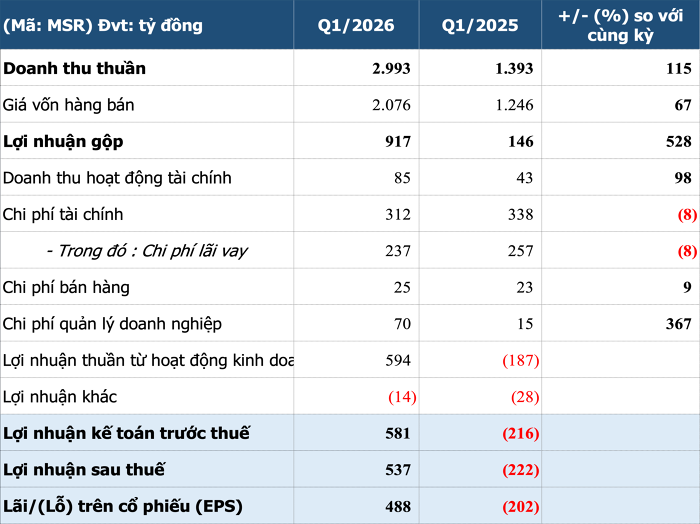 MSR hình ảnh báo cáo tài chính