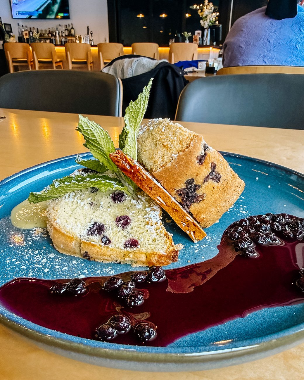 Blueberry Cake with Lemon Curd + Almond Brittle