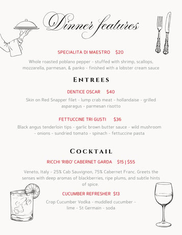 Dinner Features 6/5 - 6/6