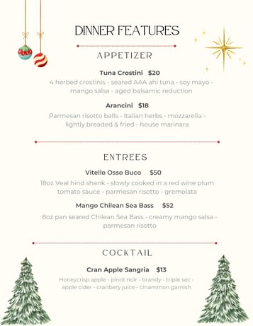 Dinner Features 12-23 / 12-31