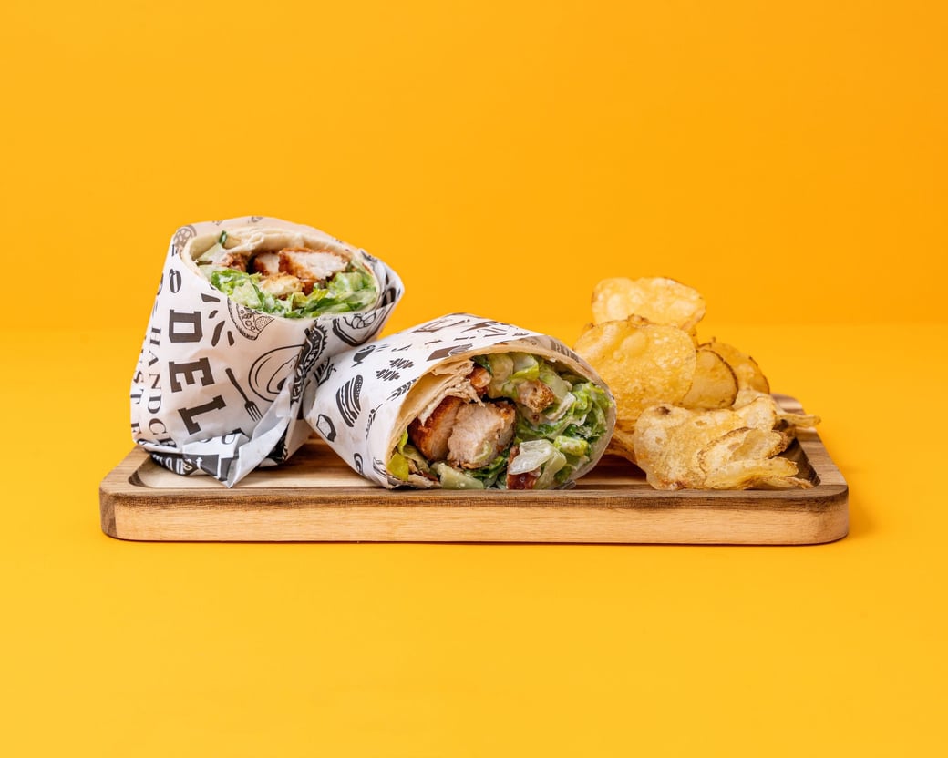 Cheddar Chicken Ceasar Wrap W/chips and Soda