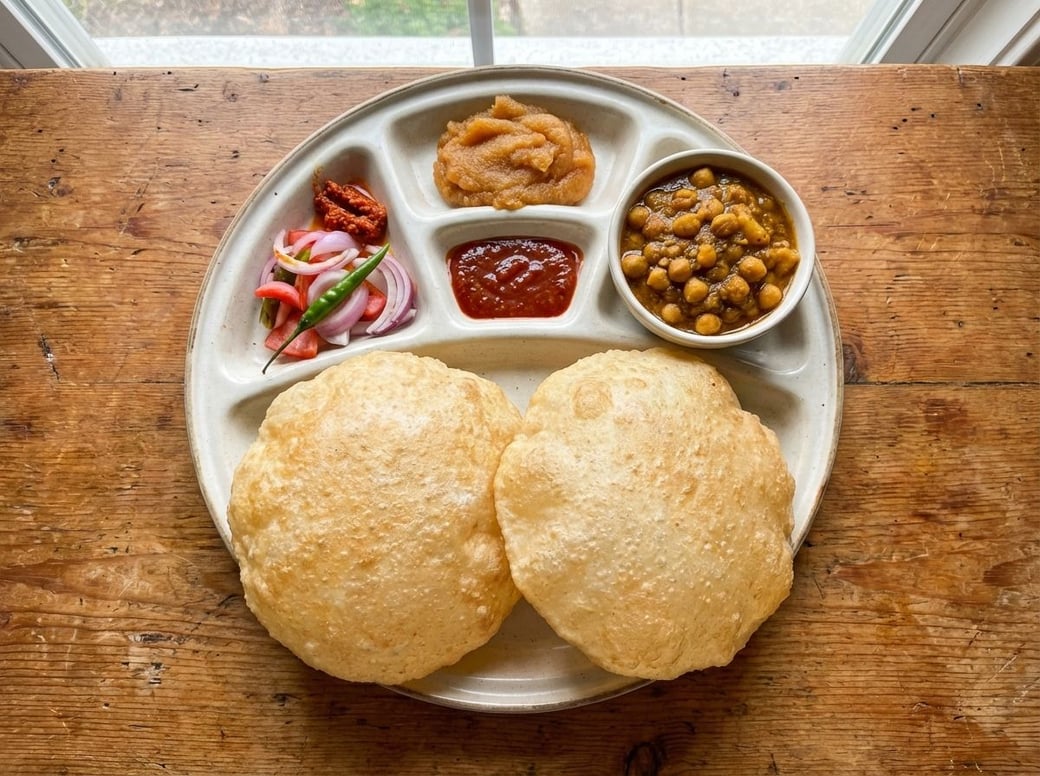 Channa Bhatura → Chickpea & Fried Bread Combo🌶️