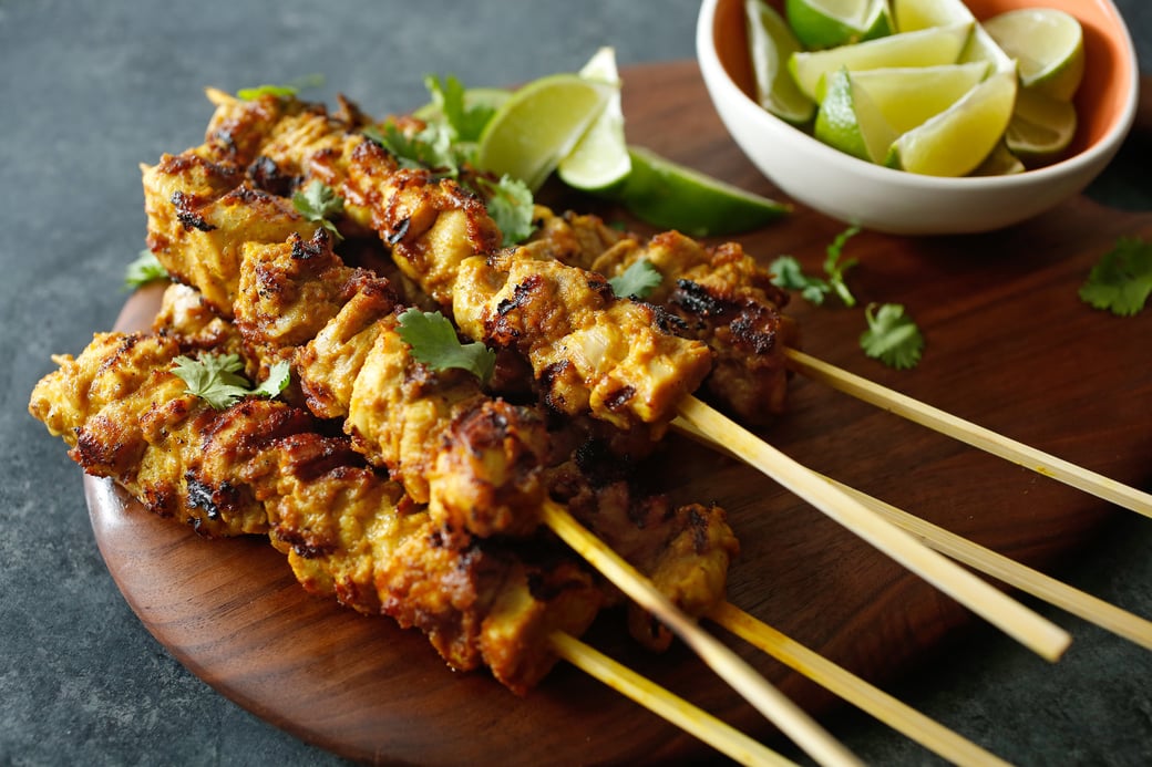 Grilled Lemon Pepper Chicken Skewers with Mediterranean Cous Cous 