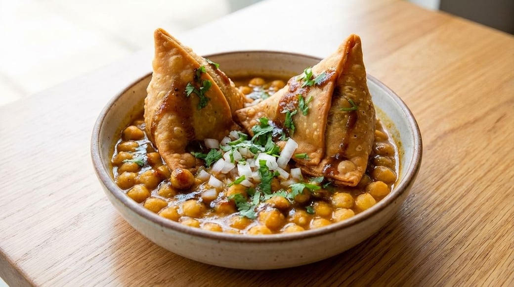Samosa Channa Chaat → Loaded Samosa Chickpea Bowl🌶️