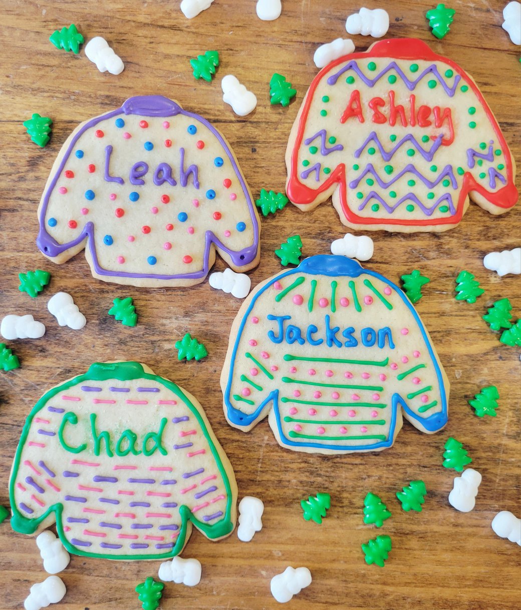 Personalized ugly christmas sweater cookies
