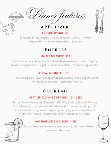 Dinner Features 6/12 - 6/13