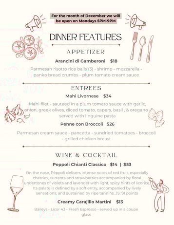 Dinner Features 11-18 / 11-20