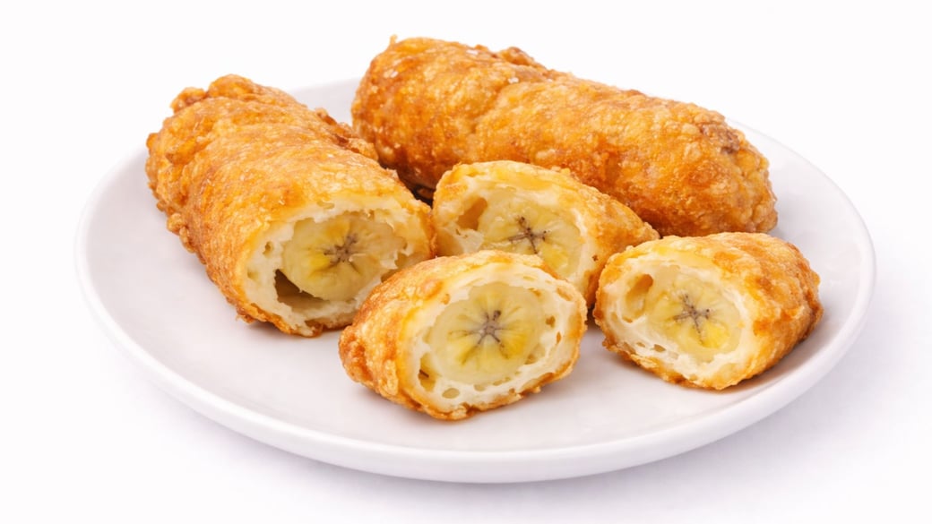 Fried Banana with Honey and Crushed Peanuts