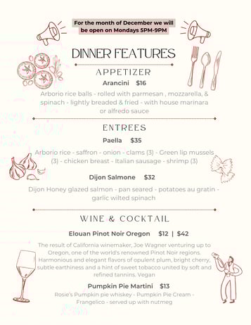 Dinner Features 10-14 / 10-16