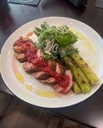 This weekend at Prime Cuts: savor our pan-seared duck breast, draped in a silky bourbon-cherry reduction, with confit rainbow fingerling potatoes and grilled asparagus. Finished with an arugula-shallot salad — refined flavors, crafted to perfection. ✨🍷

#traveltips #kitchentransformation #ItalianFlavors #HomemadeGoodness #TreatYourself #ChefSpecial