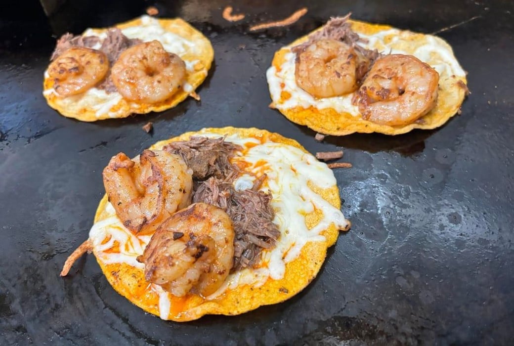 Birria and shrimp quesatacos