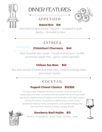 Dinner Features 3/6 & 3/7