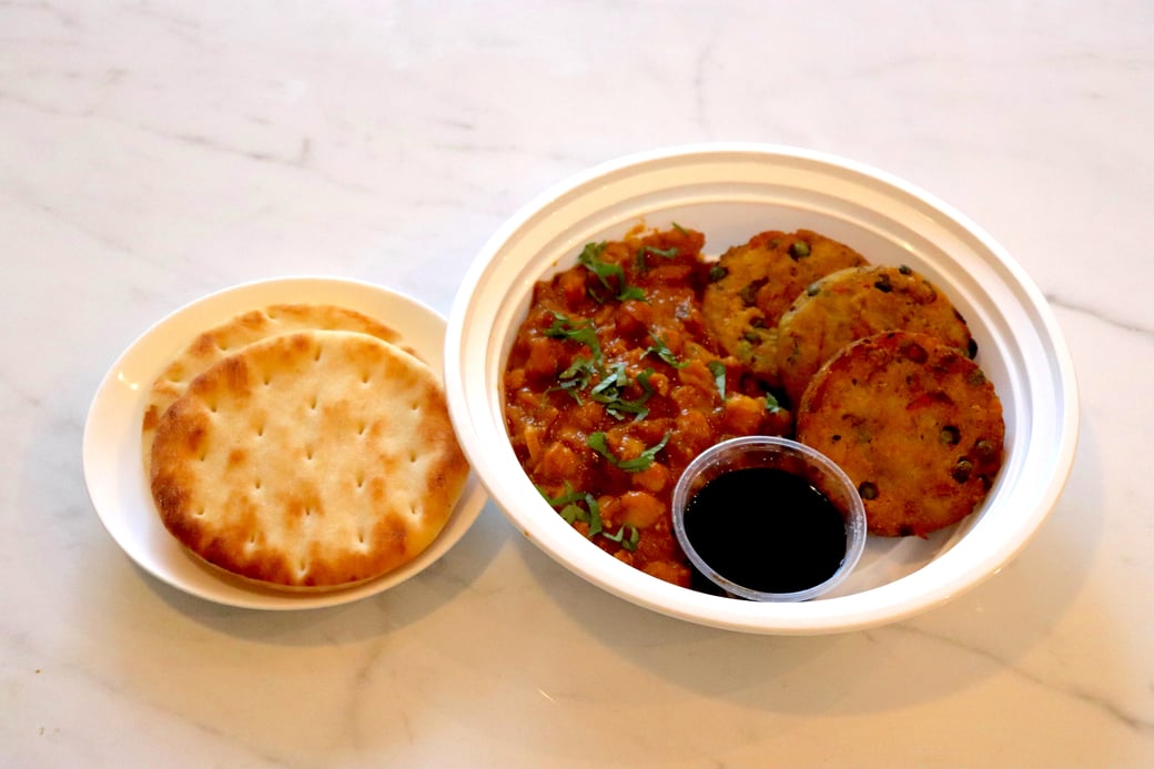 CHICKPEAS MASALA  and VEGGIE CUTLETS