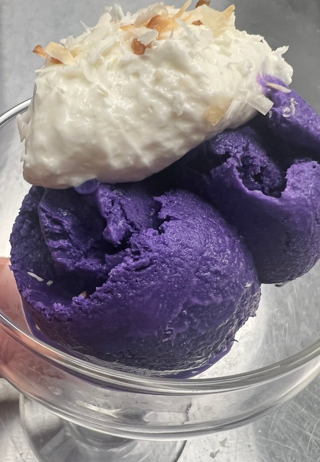 Homemade ube ice cream