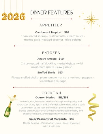 Dinner Features 1-6 / 1-8