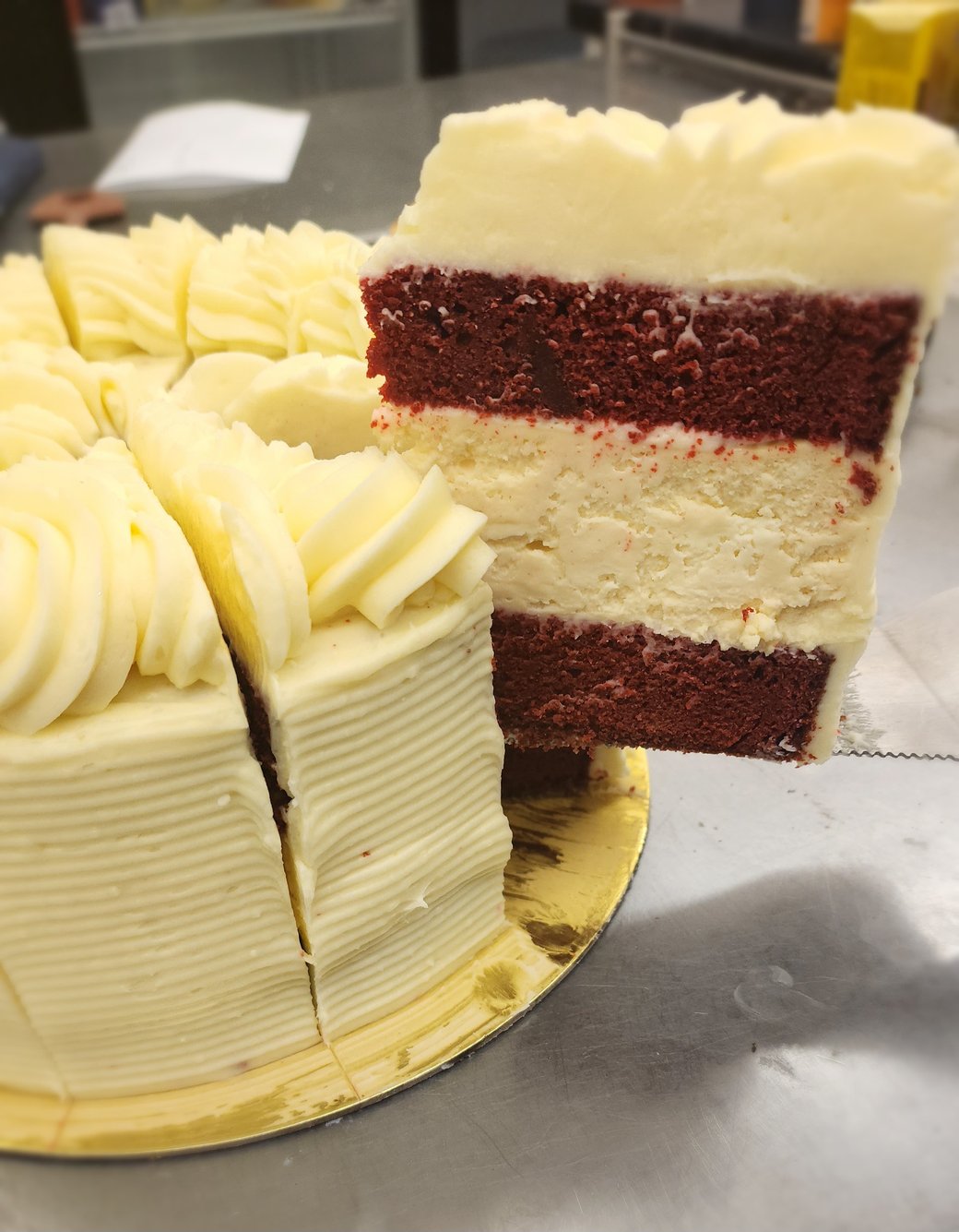 Red Velvet cheesecake  cake slice 