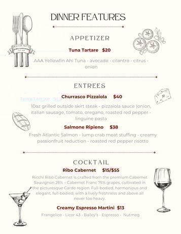 Dinner Features 1/30 - 1/31