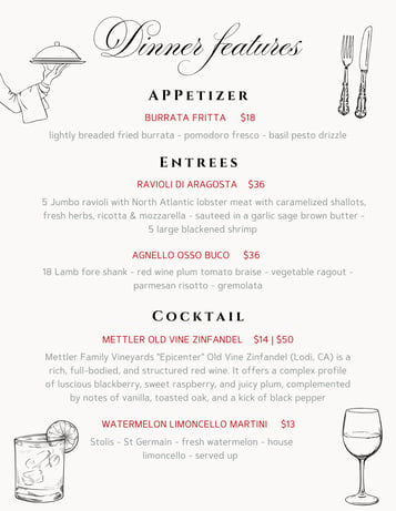 Dinner Features 6/23 - 6/25