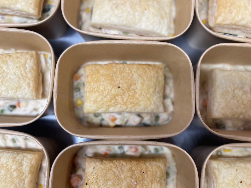 Chicken pot pie w/ garlic puff pastry