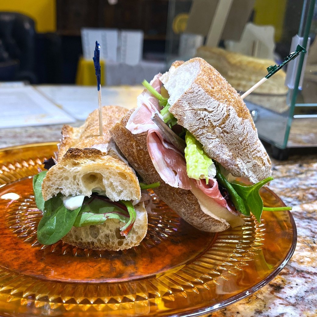 Poached Pear & Proscuitto Sandwich