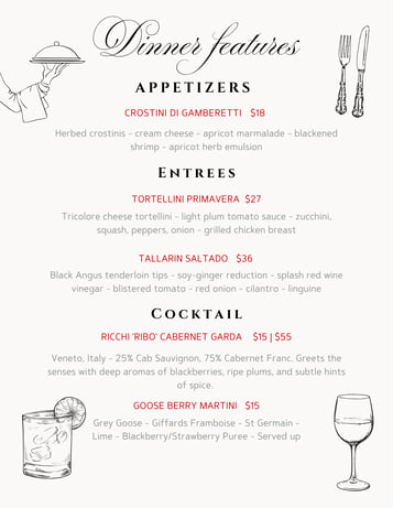 Dinner Features 5/26 - 5/28