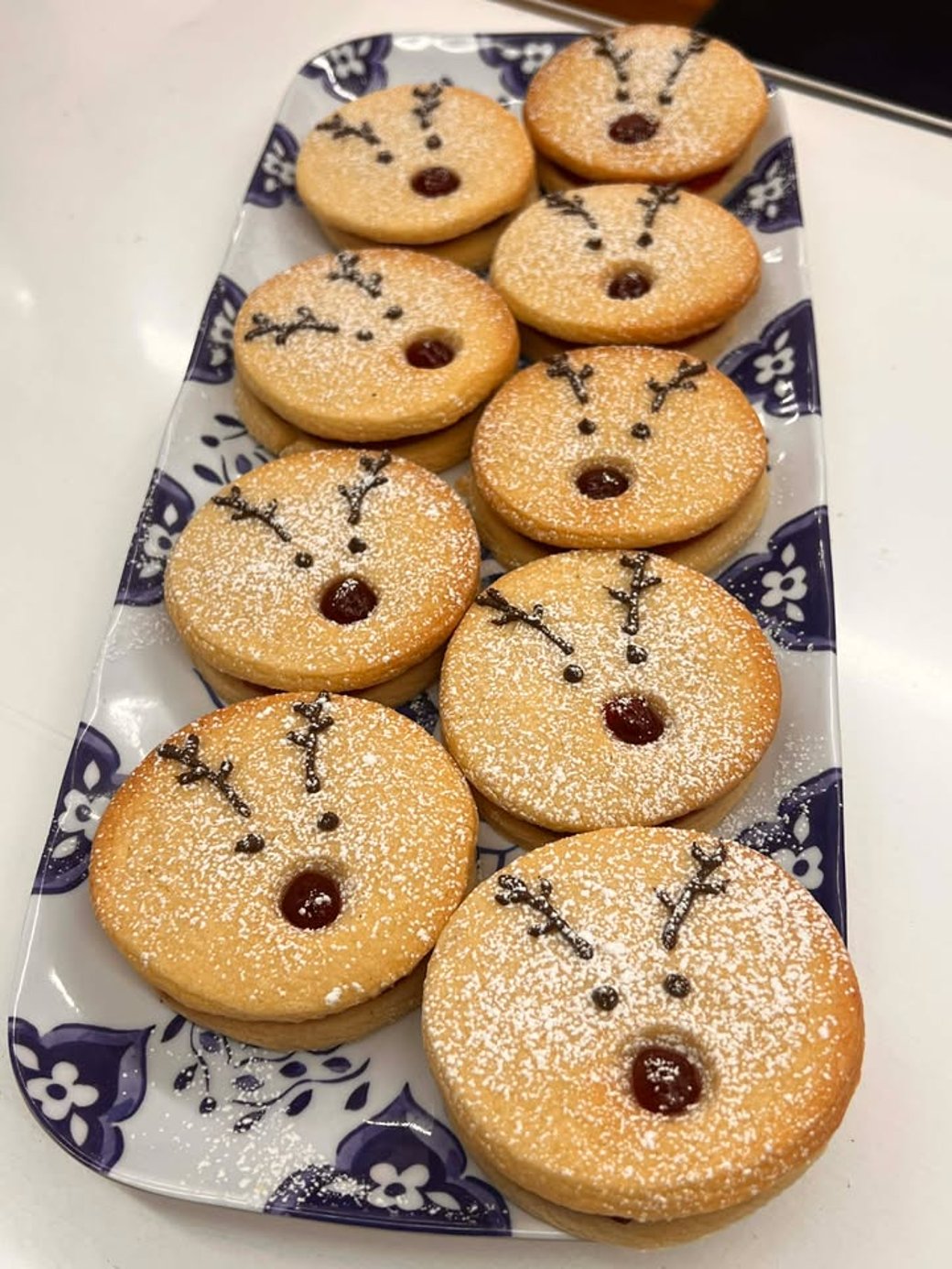 Strawberry jam reindeer cookie
