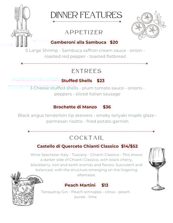 Dinner Features 4/7 - 4/9