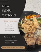 Make your steak your way! Customize your sides and topping. Add in seafood to make your own surf and turf! 

#primecutsitaliansteakhouse #HomemadeGoodness #DineInStyle #TreatYourself #FoodieFavorites #steak