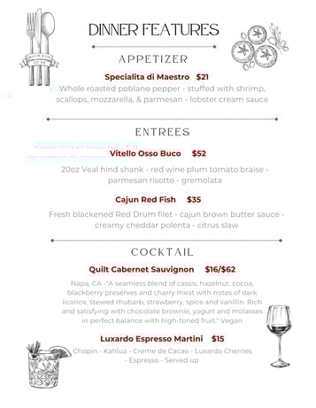 Dinner Features 2-20 & 2-21