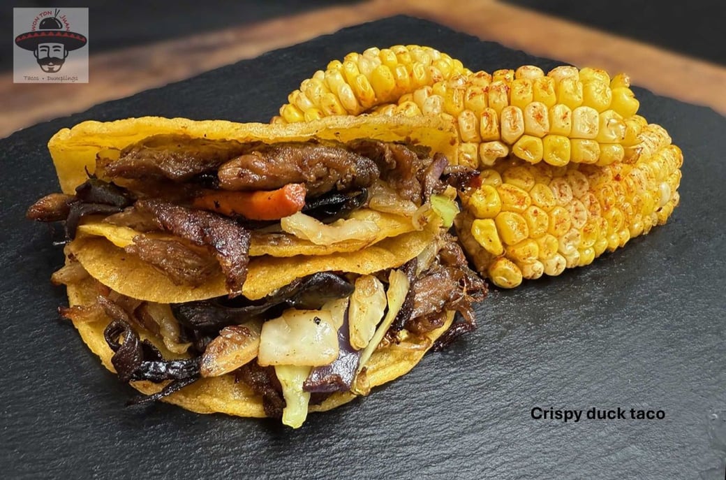 Crispy duck tacos