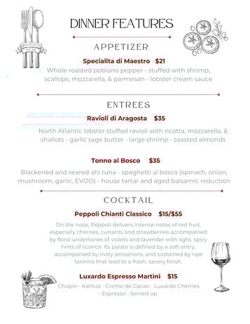 Dinner Features 2-24 / 2-26