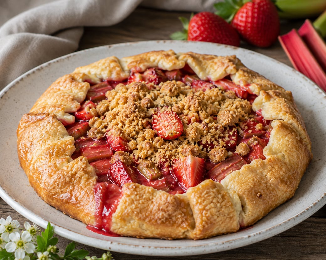 Strawberry Rhubarb Galette with Crisp Topping