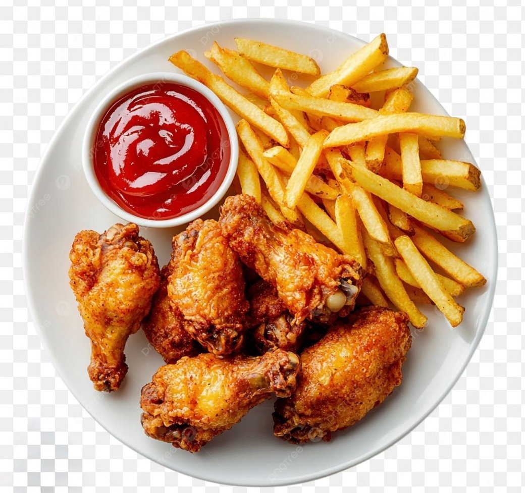 5 pc Chicken wings w/fries