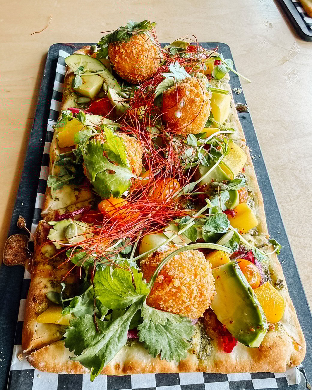 Crispy Goat Cheese + Mango Flatbread