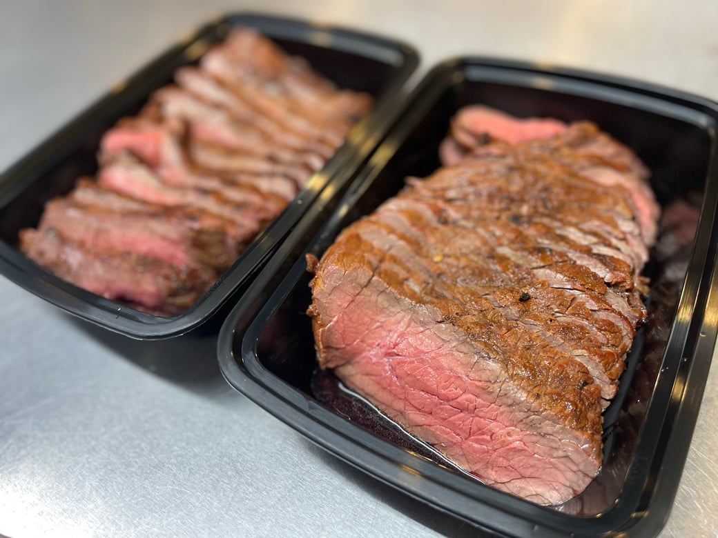 Grilled Sirloin Steak w/ lemon-garlic broccolini