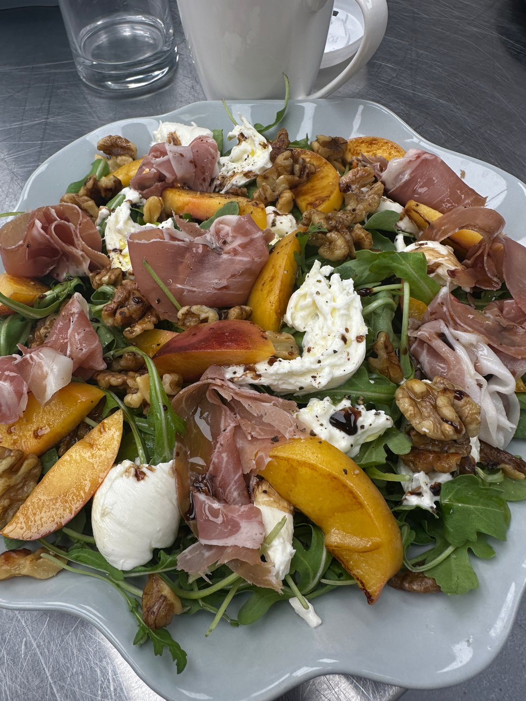 Prosciutto grilled pear salad