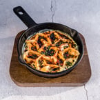 manti dumplings!!!!! smoked ontario corn + harissa + lime + nigella + aleppo + scallion