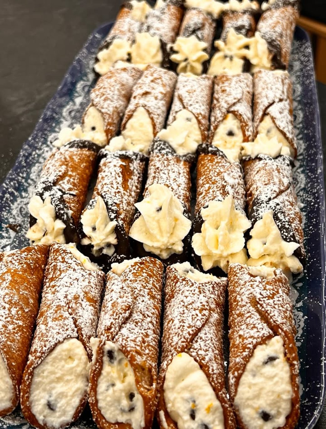 Mini Cannoli with mini chocolate chip filling 