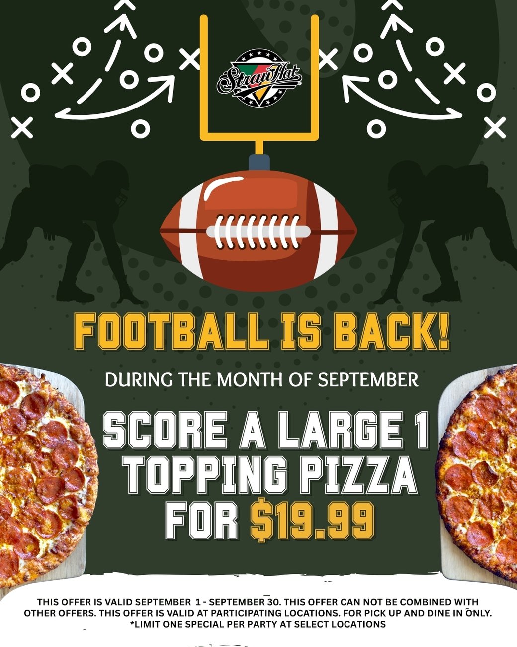 September Special Large 1 Topping $19.99
