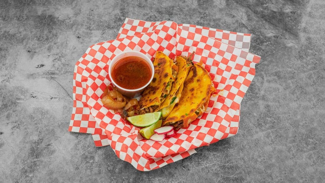 3 Quesabirria Tacos  includes consomé