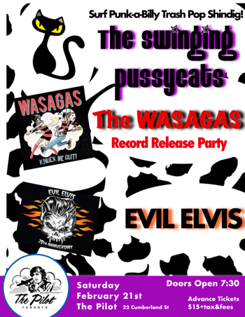 Live Music - The Swinging Pussycats, The Wasagas & Evil Elvis