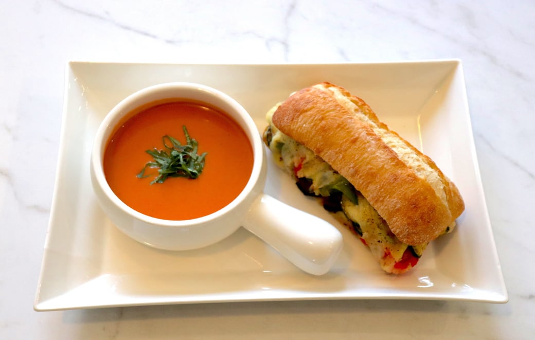 TOMATO BASIL SOUP - GRILLED ITALIAN VEGGIE SANDWICH COMBO