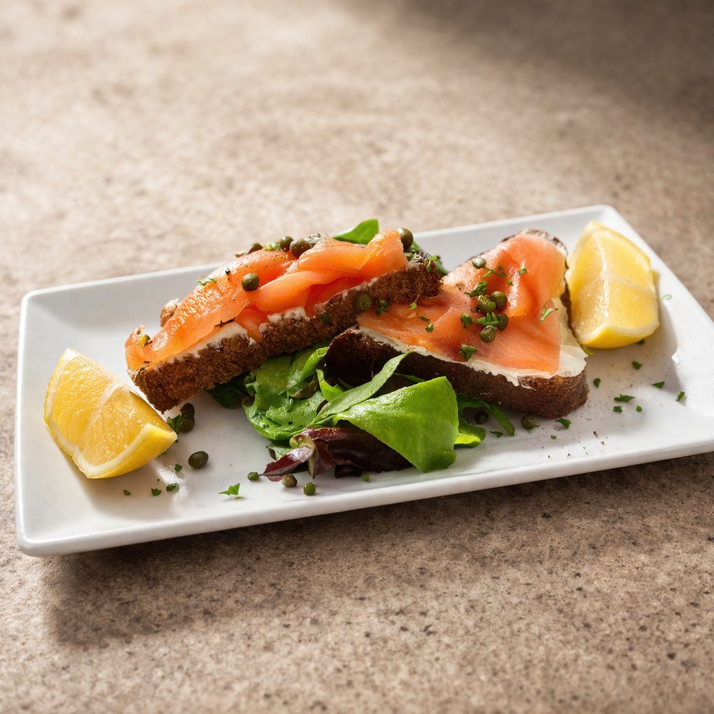 SMOKED SALMON ON BROWN SODA BREAD