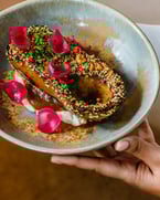 she's a beaut 😍 delicada squash // maple syrup amlou + shanklish + hazelnut dukkah