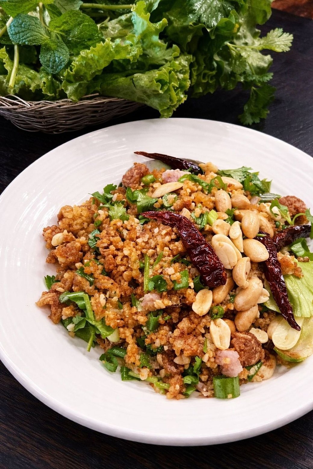 Kao Nam Tod (Rice Ball Salad)
