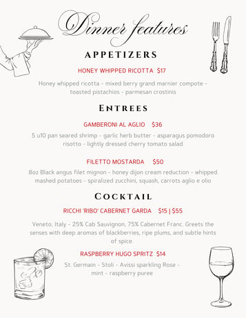 Dinner Features 5/29 - 5/30